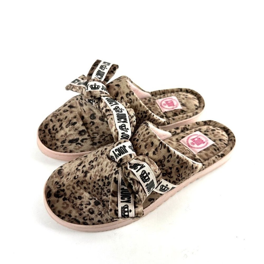 Juicy Couture Jasmine Leopard Slipper 11 Slip On Cushioned Bow Womens Y2K - Picture 9 of 9